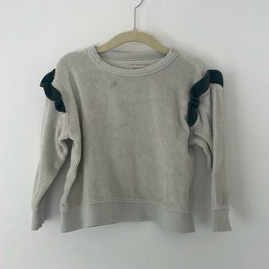 Tiny Cottons Designer Girls Pale Green Terry Cotton Frill Slv Sweater 2 years